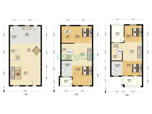 阳光家园 5室4厅3卫 227平方
