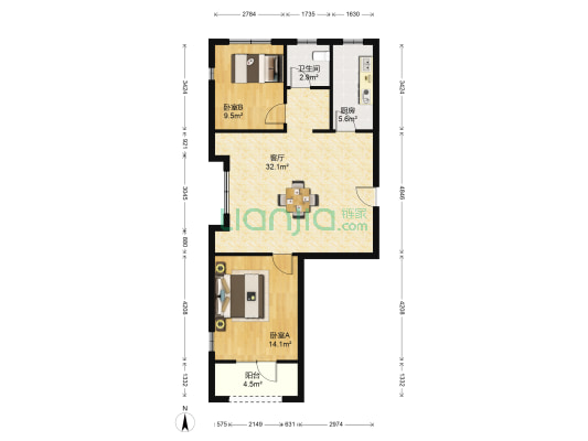 云帆佳苑 2室1厅1卫 91平方