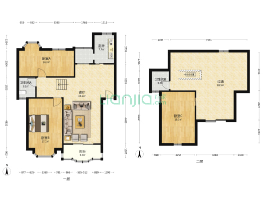 金地苑 3室1厅2卫 163平方