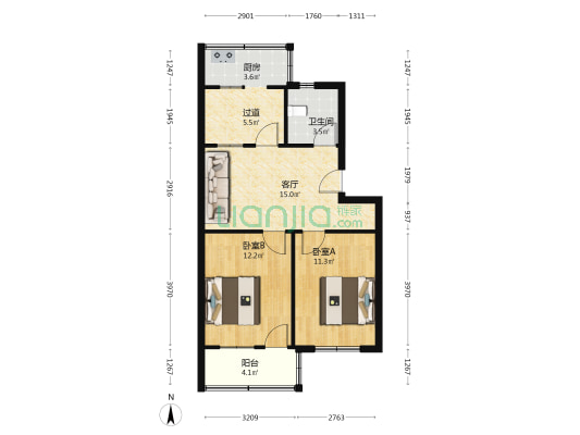 中原大厦家属院 2室1厅1卫 66平方