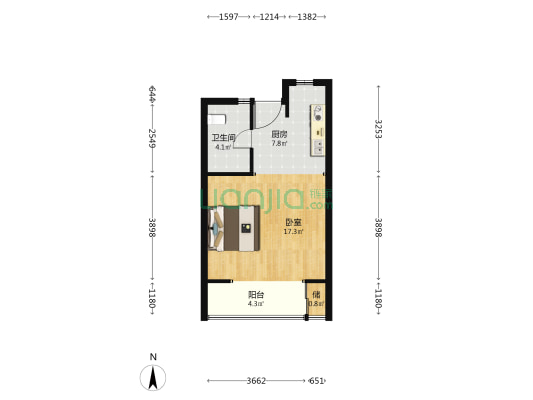 蚂蚁工场 1室0厅1卫 56平方