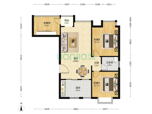 技工学校家属楼 2室1厅1卫 96平方