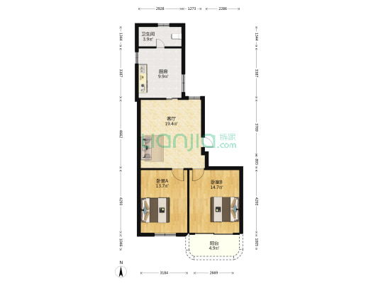 福寿巷15号小区 2室1厅1卫 85平方