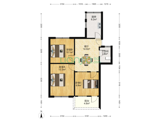 四照园街 3室1厅1卫 70平方