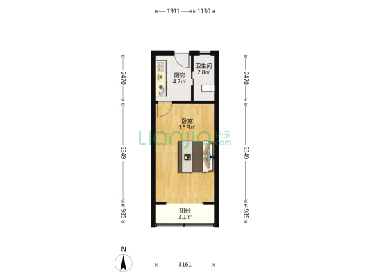 瞿南小区 1室0厅1卫 36平方