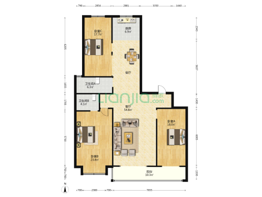 梧桐小院 3室1厅2卫 198平方