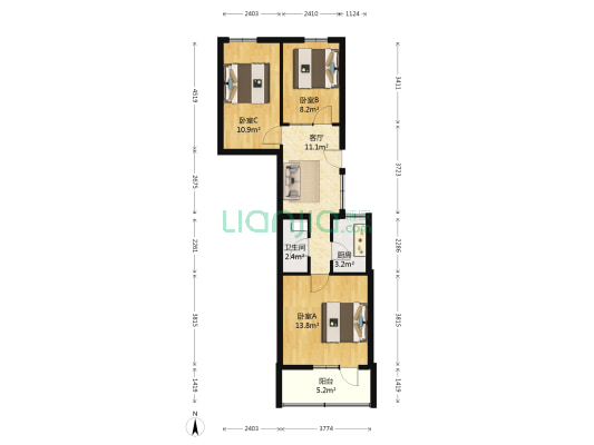 惠新西里一区 3室1厅1卫 72平方