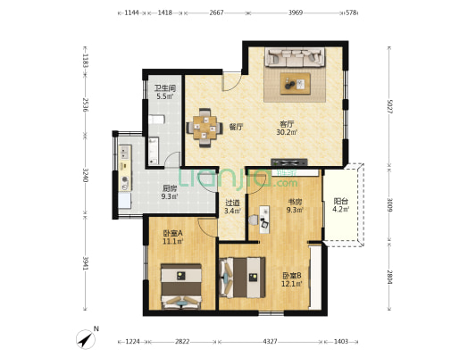 侨岭街一巷27号 3室1厅1卫 96平方