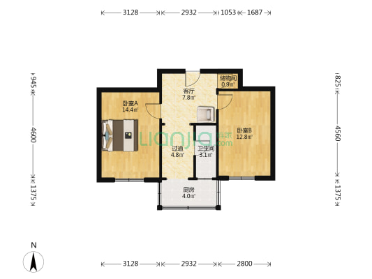 进山中学宿舍 2室1厅1卫 58平方