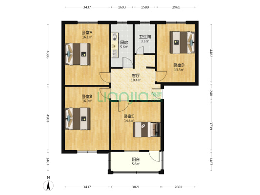 安居楼 4室1厅1卫 100平方