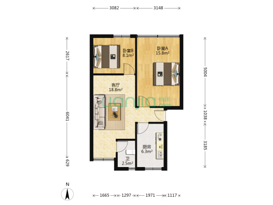 化龙社区 2室1厅1卫 68平方