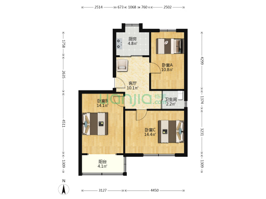 煤医物测小区 3室1厅1卫 75平方