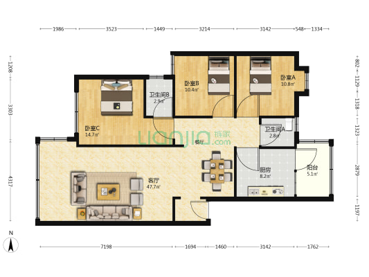 河西东路27号 3室1厅2卫 111平方