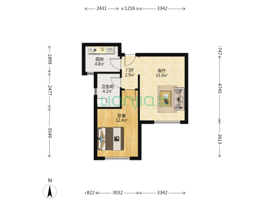 荣畅园 1室1厅1卫 62平方