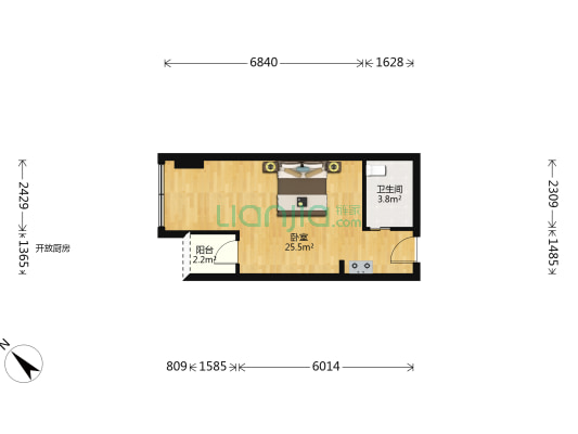兰陵大公馆 1室0厅1卫 47平方