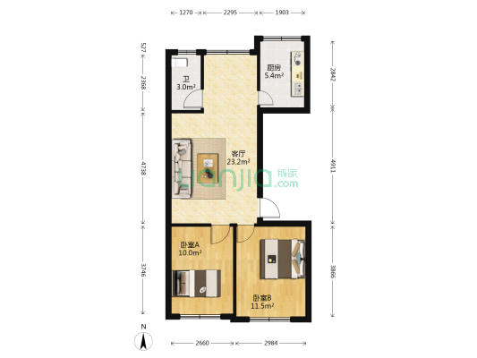灰埠小区 2室1厅1卫 70平方