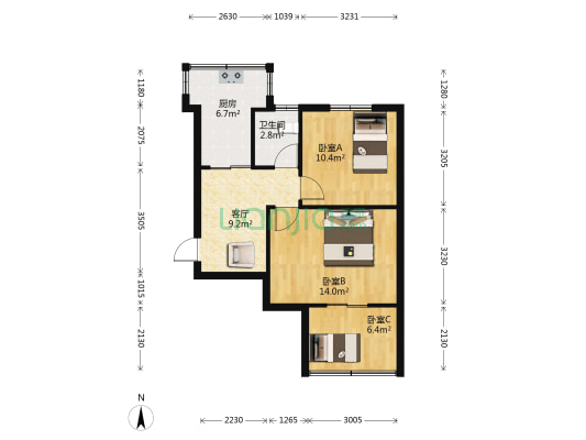 中建七局宿舍楼 3室1厅1卫 55平方