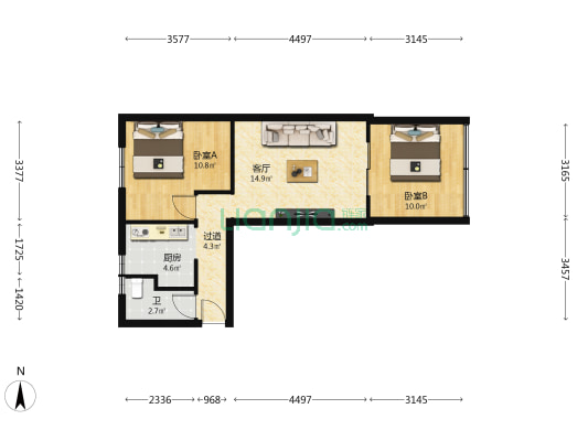 兰石71栋 2室1厅1卫 44平方