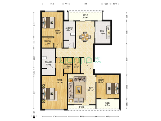 西溪诚园守纯苑 3室1厅2卫 166平方