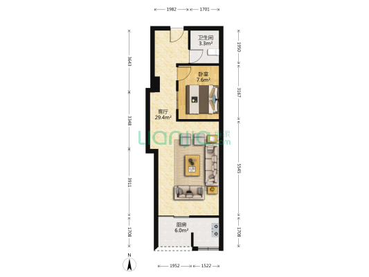锦上花 1室1厅1卫 56平方