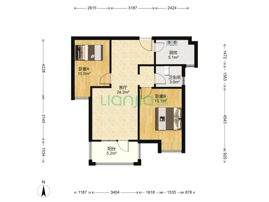万科金域蓝湾 2室1厅1卫 79平方