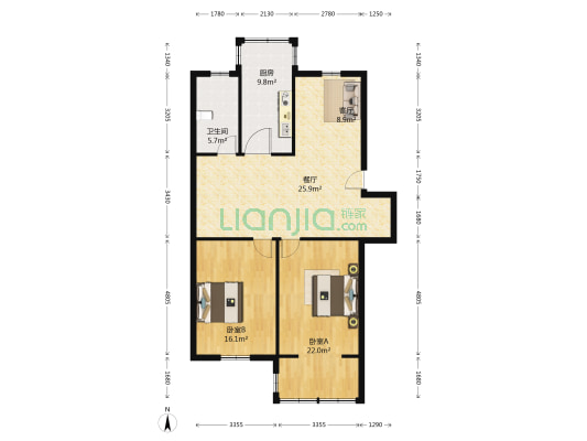 星通花园 2室2厅1卫 93平方