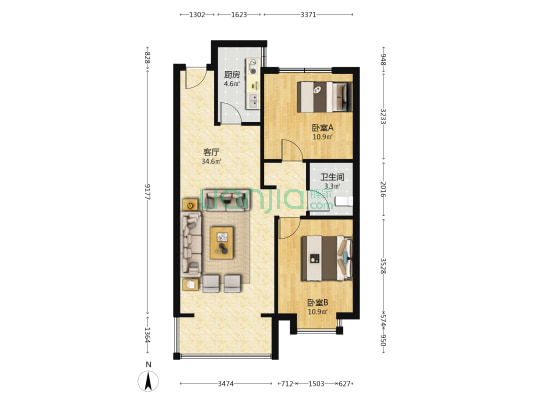 金典佳苑 2室1厅1卫 89平方