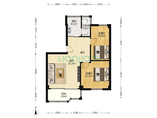 大西路 2室1厅1卫 65平方