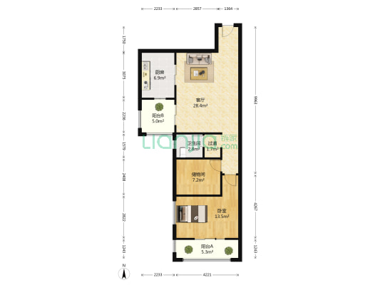 紫薇东进一期 1室1厅1卫 84平方