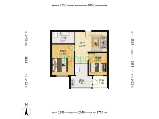 丰乐家园 2室1厅1卫 61平方