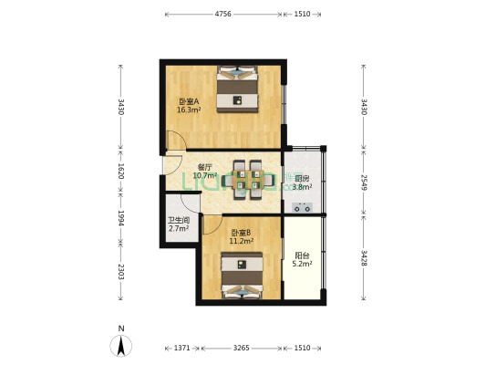 甘肃省七三局外贸局公司家属院 2室1厅1卫 64平方