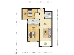 精装修 满二2居 拎包入住 视野开阔 朝南大2居-涿州鹏渤印象城牛津花园户型图