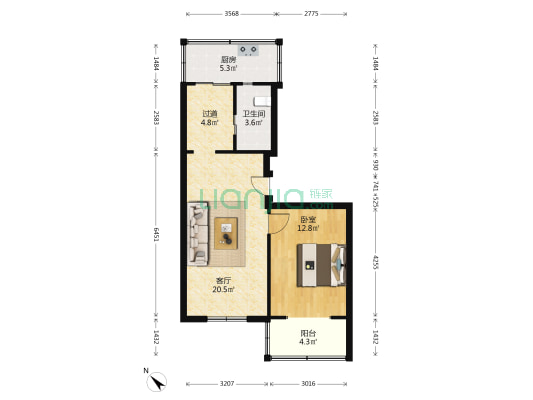抚琴东巷2号 1室1厅1卫 58平方