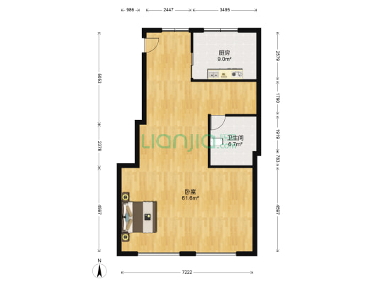 民生松竹苑 1室0厅1卫 93平方