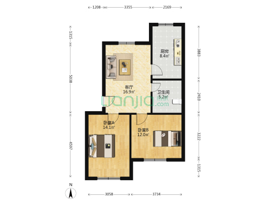楼山后社区 2室1厅1卫 74平方