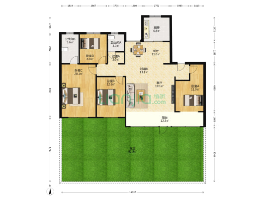 金地华著 4室2厅2卫 163平方