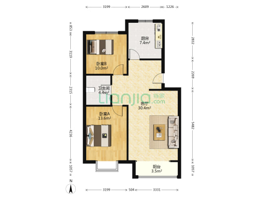 菊芳园 2室1厅1卫 89平方