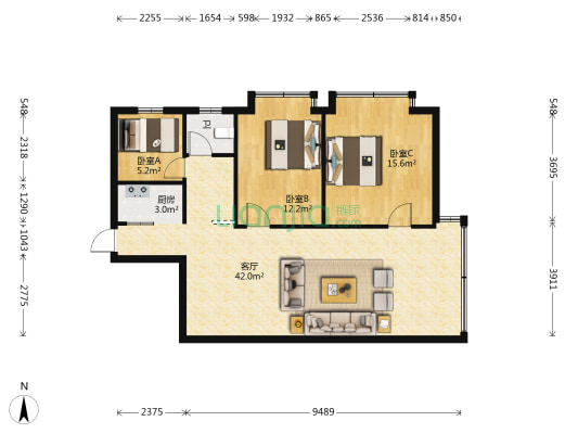 中建花园 3室1厅1卫 98平方