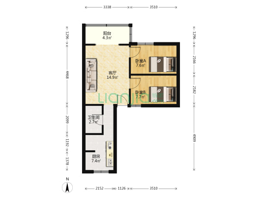 渝建村社区 2室1厅1卫 55平方