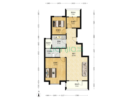 华融现代城一梯两户低层洋房 带阁楼-户型图