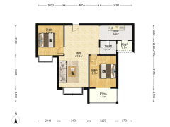 房子属于正规两居室，毛坯房可以随意装修设计中间楼层-涿州天伦湾一期户型图