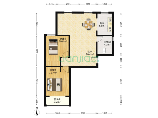 杨家春晓北苑 2室1厅1卫 87平方
