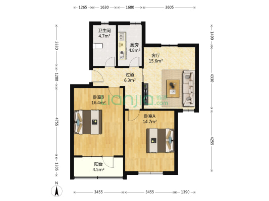 南苑一村 2室1厅1卫 79平方