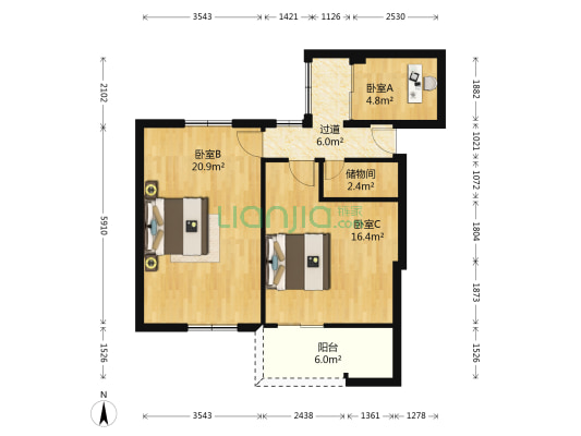 国龙大厦 3室0厅0卫 90平方