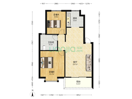 棣和园一区 2室1厅1卫 85平方