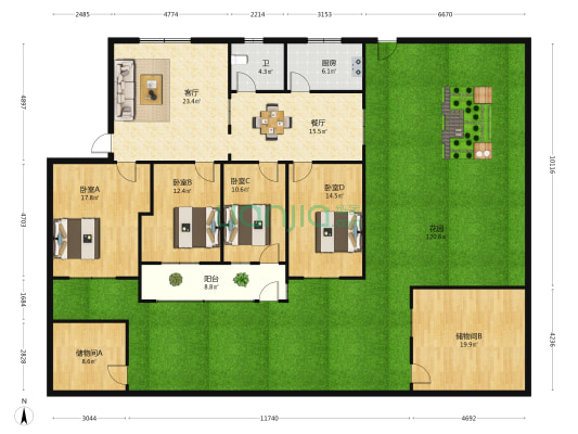 许昌联社家属院 4室2厅1卫 130平方