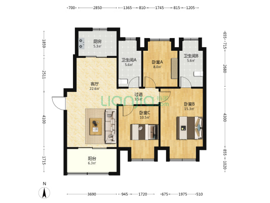 润樾庭Ⅱ·云起 3室1厅2卫 119平方