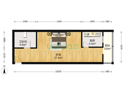 善水永利花园 1室0厅1卫 63平方