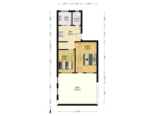 桂井街 2室1厅1卫 54平方