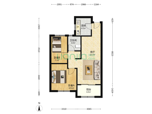 民乐城秋和苑东苑 2室1厅1卫 79平方